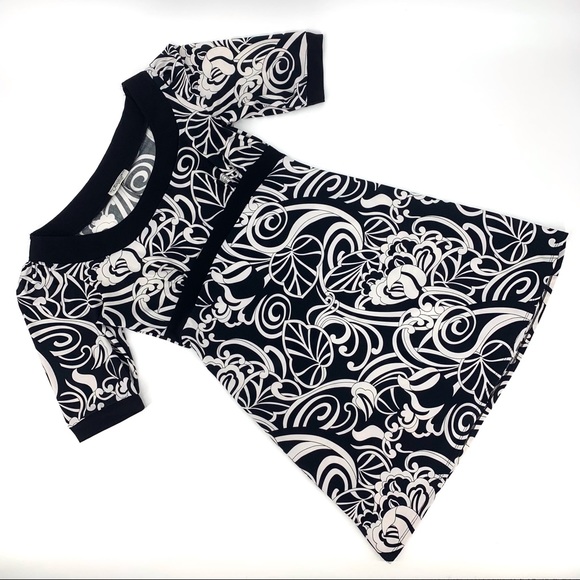 Jessica Petite Black and White Paisley Empire Waist A-Line Dress, 12P - Picture 10 of 16